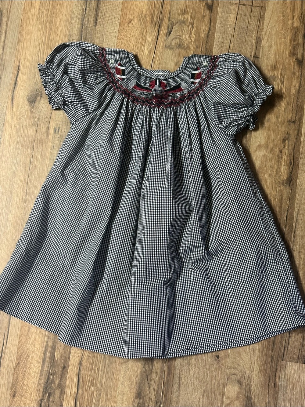 Rosalina Collections  Smocked Football  Dress Black , White,  Burgundy Alabama